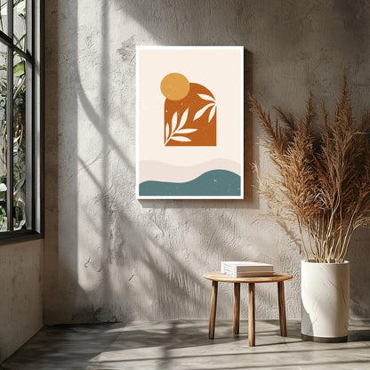 Elevate your space with this minimalist abstract art piece featuring earth tones and organic for Entrance