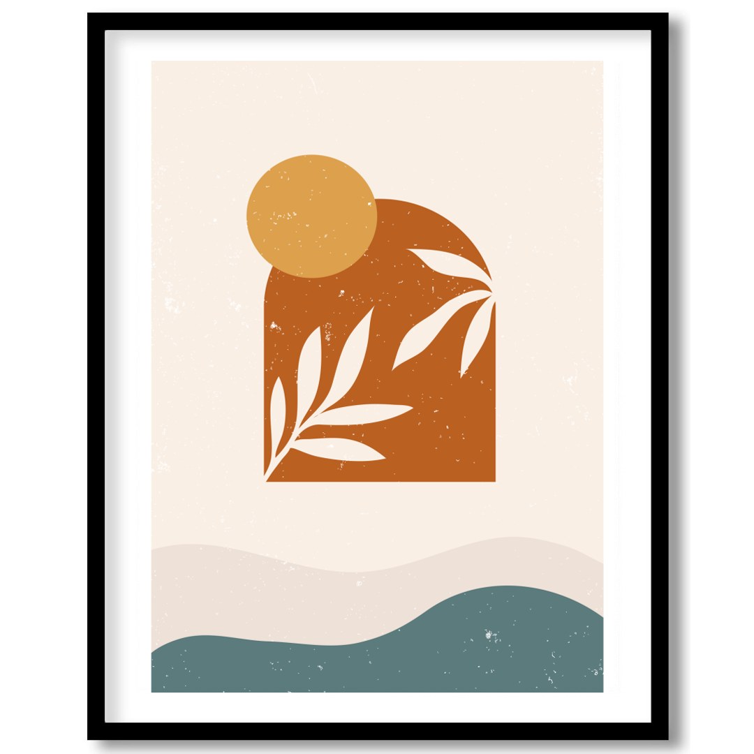 Elevate your space with this minimalist abstract art piece featuring earth tones and organic for hallway