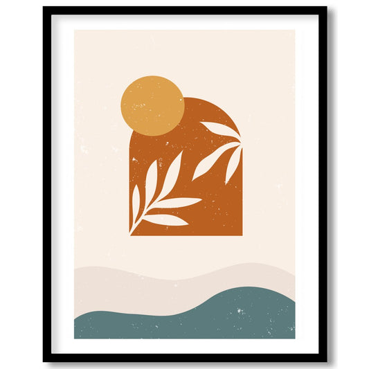 Elevate your space with this minimalist abstract art piece featuring earth tones and organic for hallway