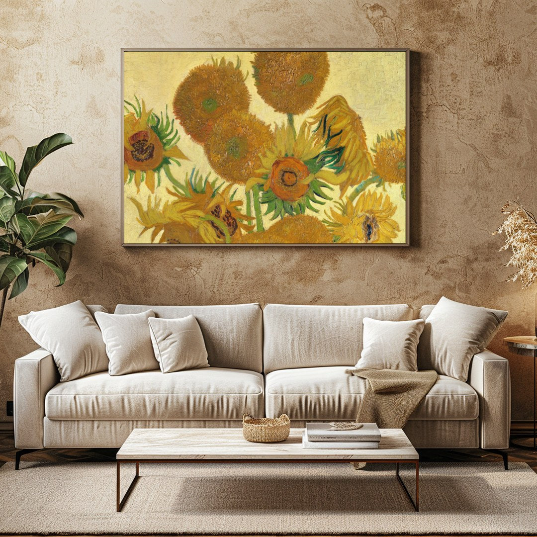 This exquisite piece captures the vibrant essence of Van Gogh's famous sunflower rendition. With for Family Room