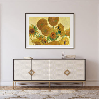 This exquisite piece captures the vibrant essence of Van Gogh's famous sunflower rendition. With for Foyer