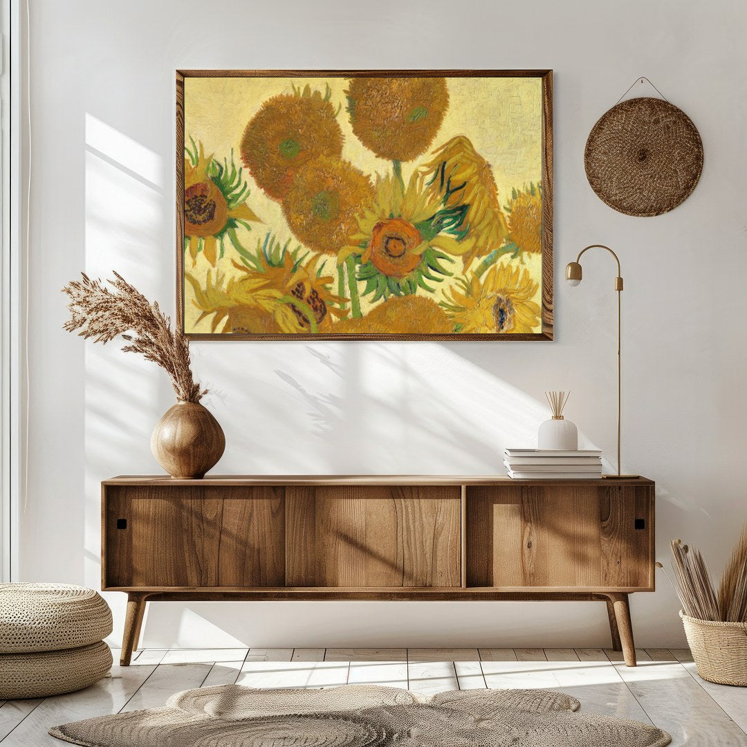 This exquisite piece captures the vibrant essence of Van Gogh's famous sunflower rendition. With for Sitting Area