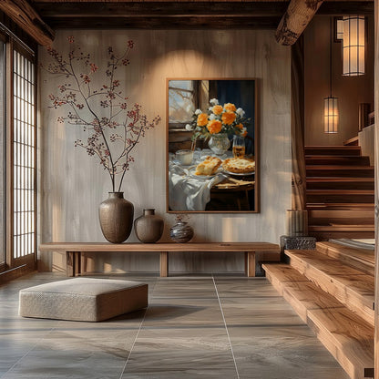 This charming still life captures the essence of a tranquil breakfast setting bathed in sunlight. for Hall