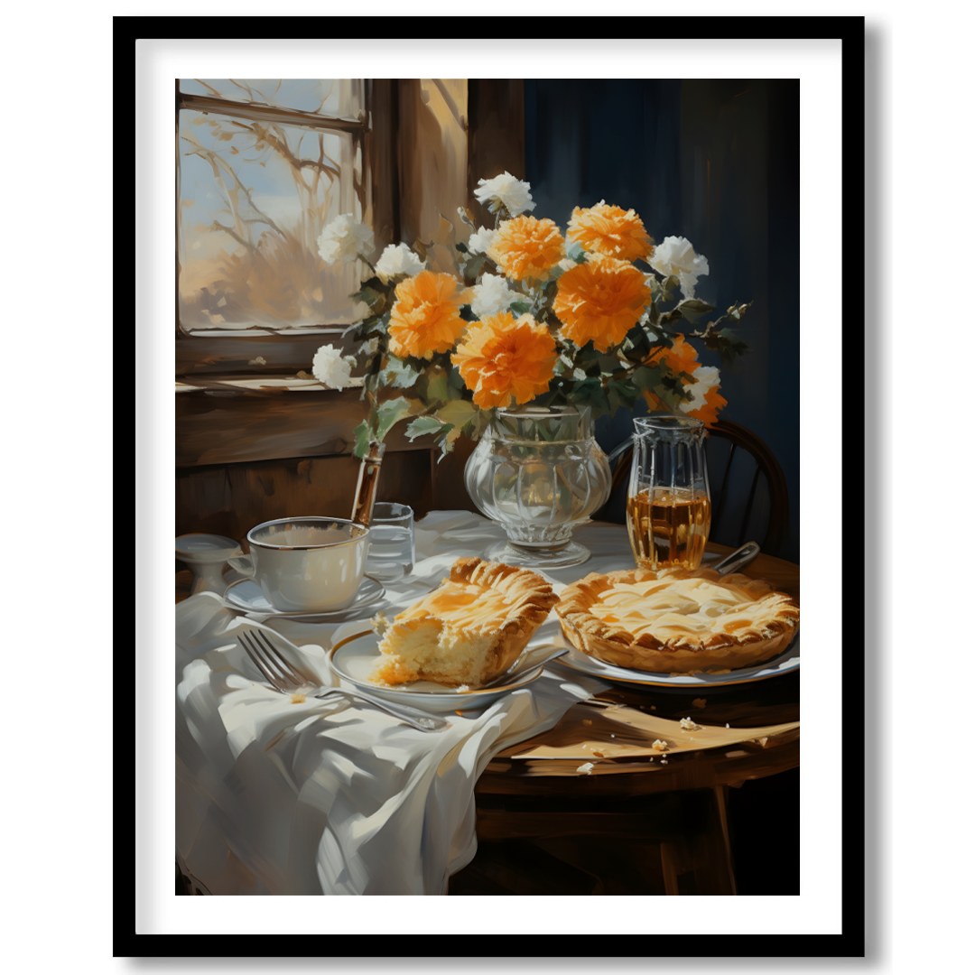 This charming still life captures the essence of a tranquil breakfast setting bathed in sunlight. for retreat