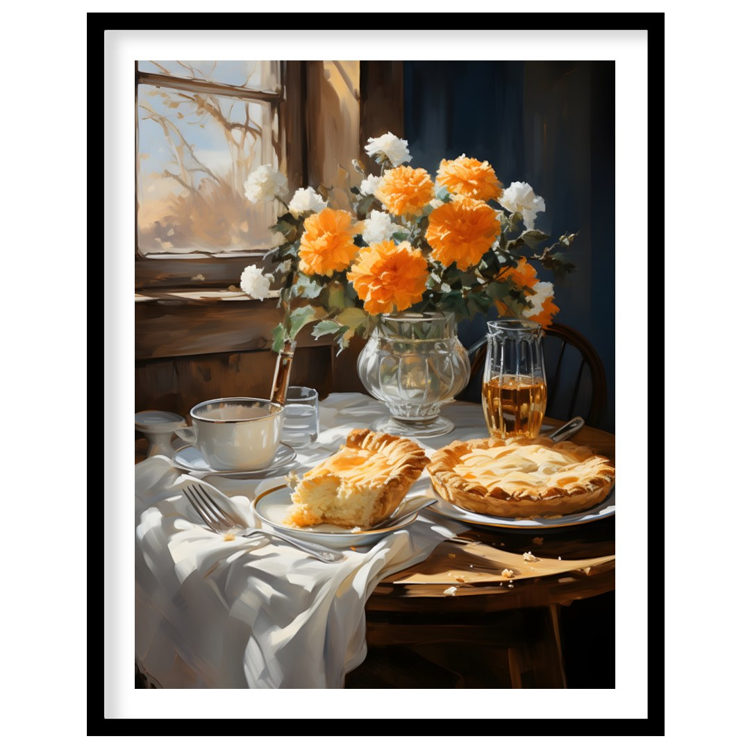 This charming still life captures the essence of a tranquil breakfast setting bathed in sunlight. for retreat