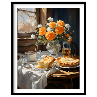 This charming still life captures the essence of a tranquil breakfast setting bathed in sunlight. for retreat
