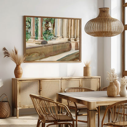 Immerse yourself in the tranquil beauty of classical architecture with this exquisite artwork. The for Dining