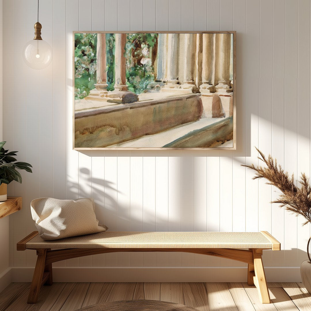 Immerse yourself in the tranquil beauty of classical architecture with this exquisite artwork. The for Hallway
