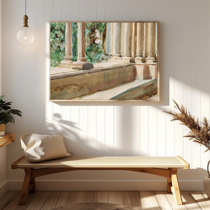 Immerse yourself in the tranquil beauty of classical architecture with this exquisite artwork. The for Hallway