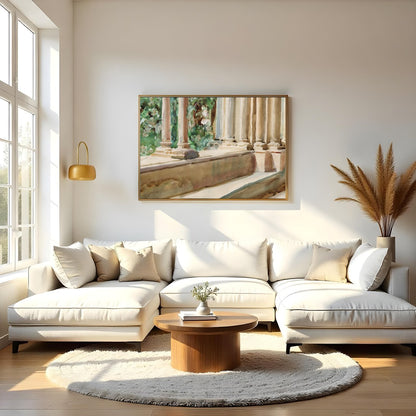 Immerse yourself in the tranquil beauty of classical architecture with this exquisite artwork. The for Living Room