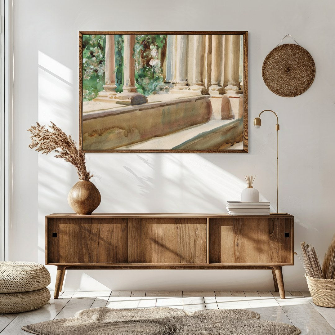 Immerse yourself in the tranquil beauty of classical architecture with this exquisite artwork. The for Sitting Area