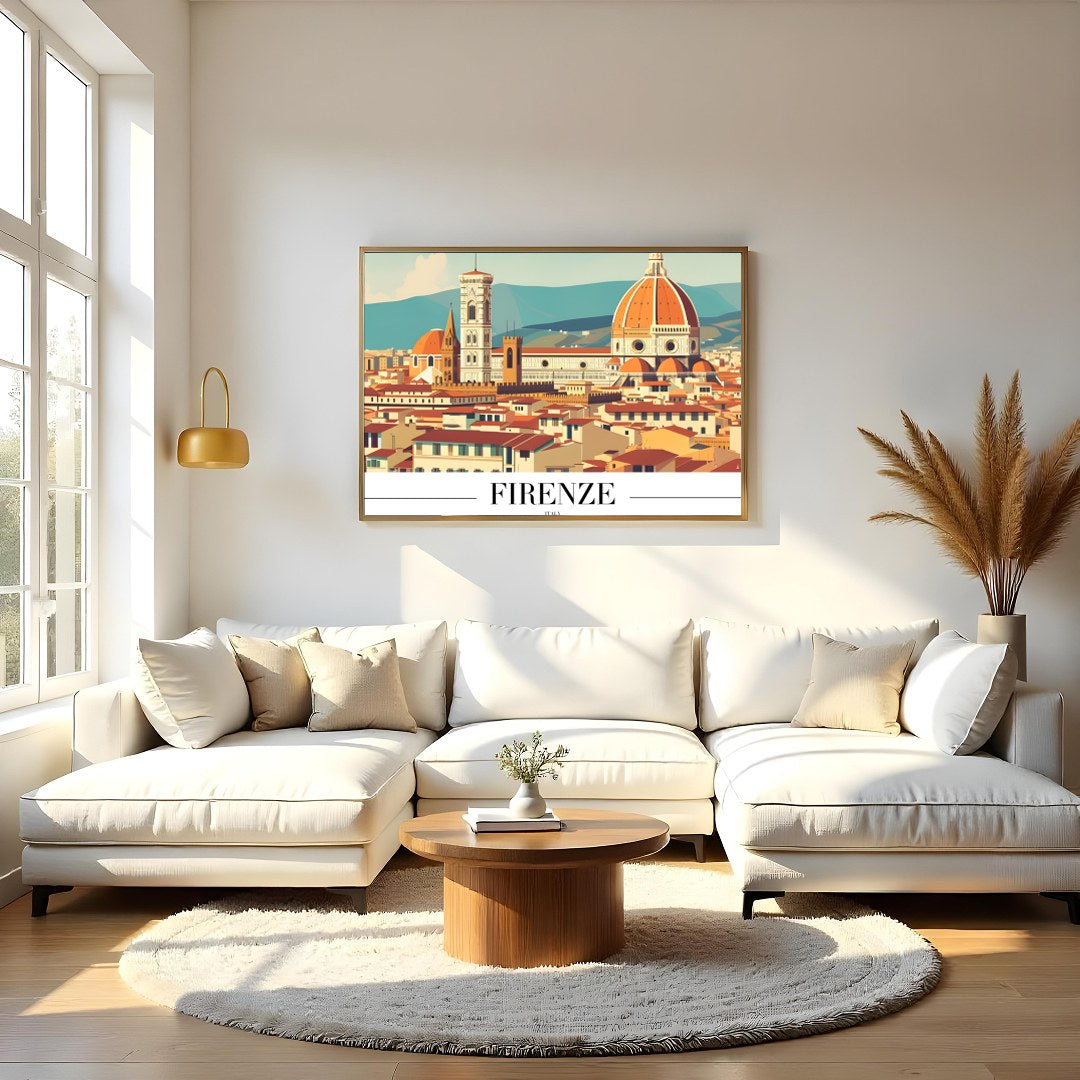 Capture the essence of Florence with this stunning depiction of its iconic skyline. The warm hues for Living Room