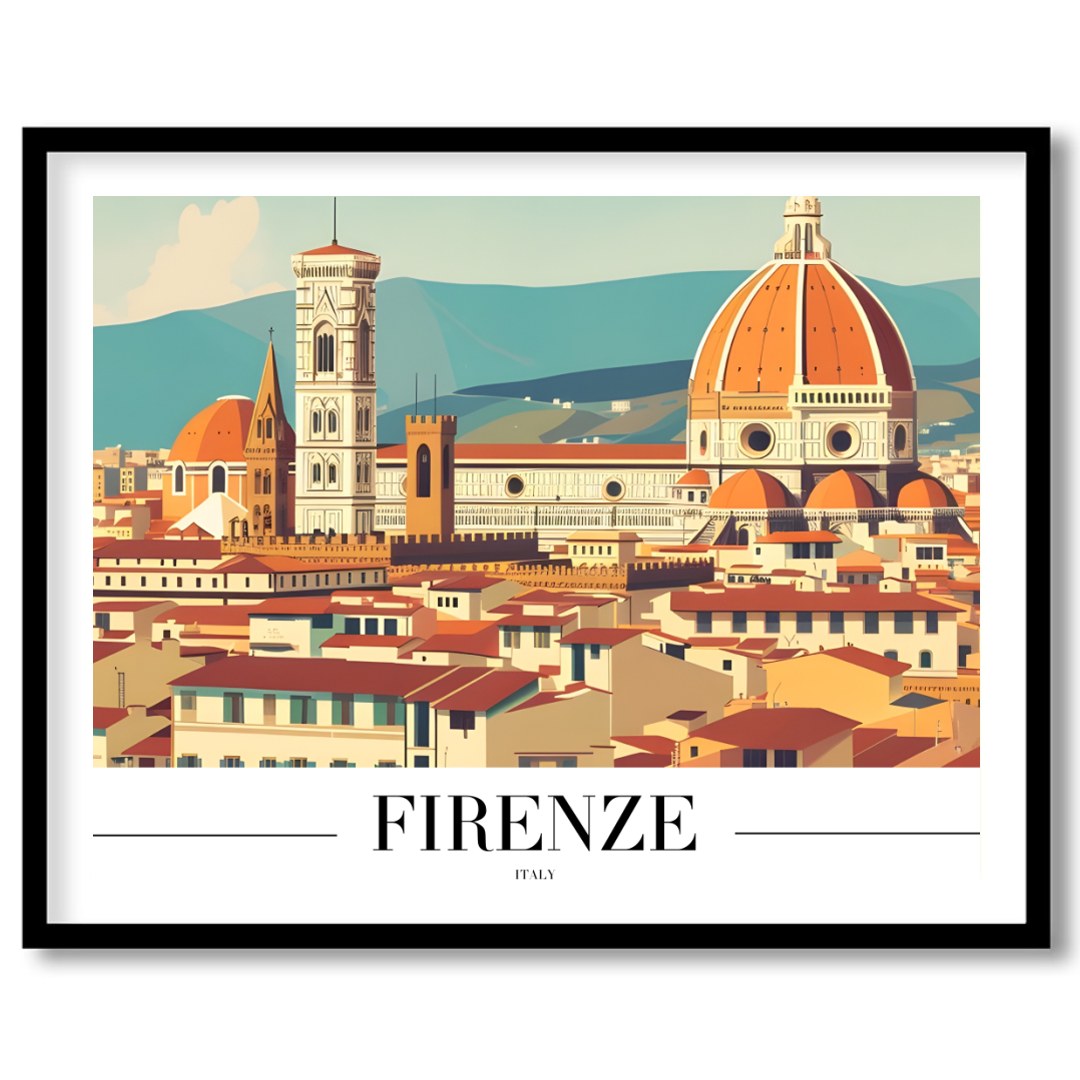 Capture the essence of Florence with this stunning depiction of its iconic skyline. The warm hues for office