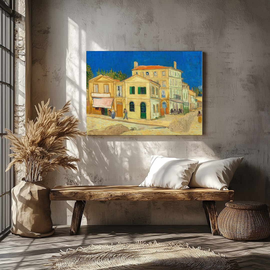 Capture the essence of a classic French village with this vibrant artwork, featuring lively for Veranda