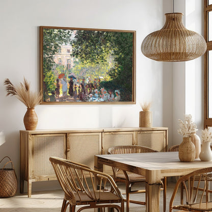 Experience the tranquility of a sunlit garden with this exquisite artwork. The lush greenery and for Dining