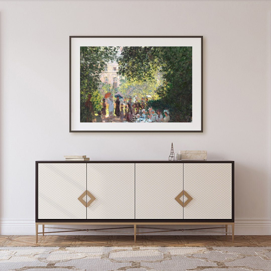 Experience the tranquility of a sunlit garden with this exquisite artwork. The lush greenery and for Foyer