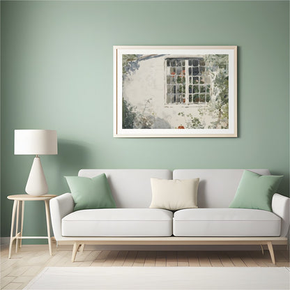 Capture the serene beauty of nature with this exquisite watercolor painting, featuring a sunlit for Hall
