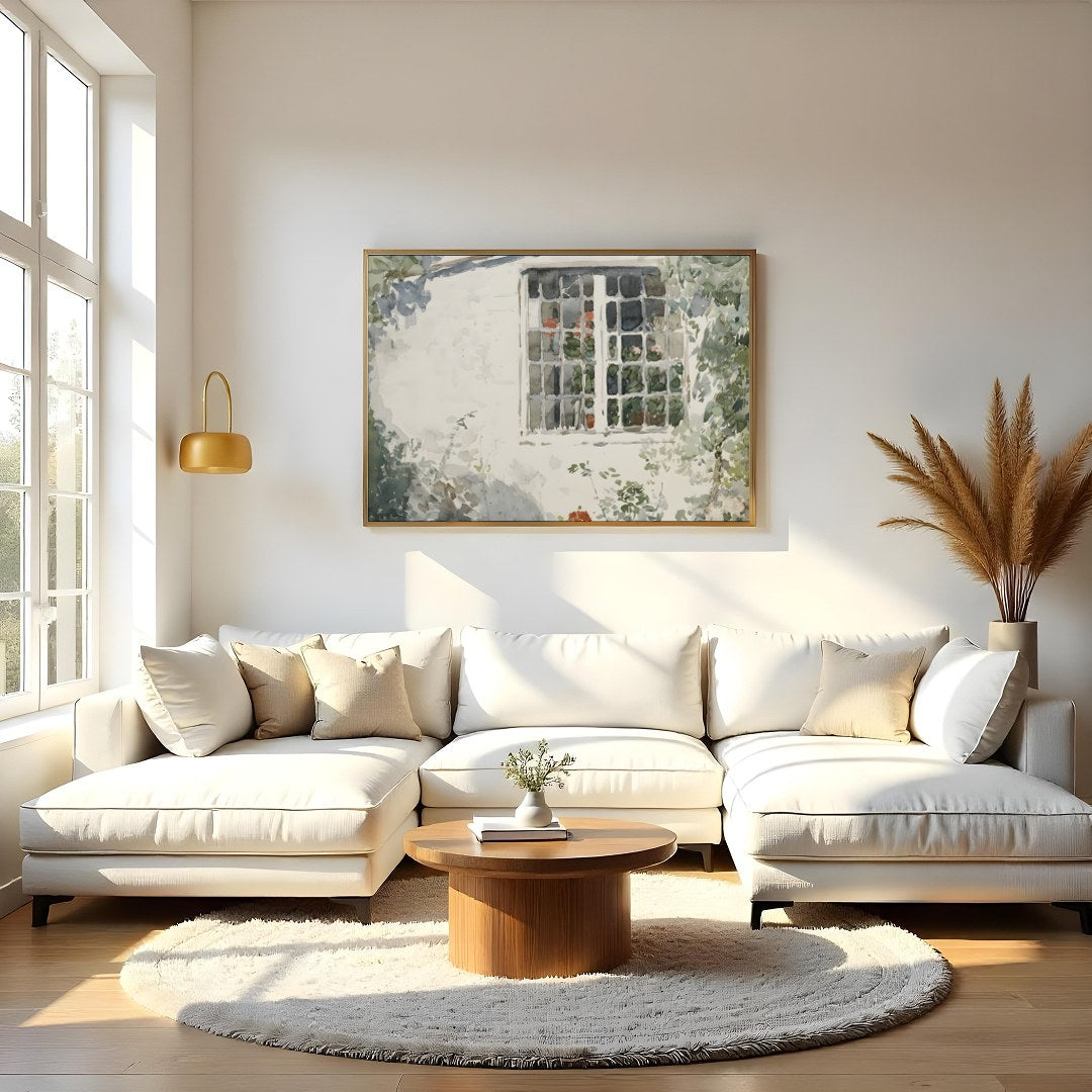 Capture the serene beauty of nature with this exquisite watercolor painting, featuring a sunlit for Living Room