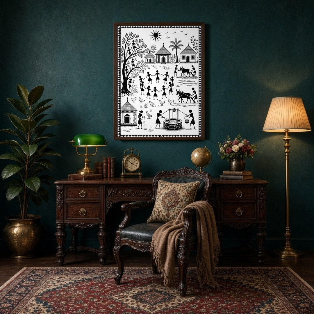 This exquisite print captures the essence of rural vitality with a scene that blends human for Study