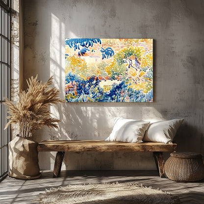 Experience the vibrant beauty of a sunlit garden with this impressionist masterpiece. The artwork's for Veranda