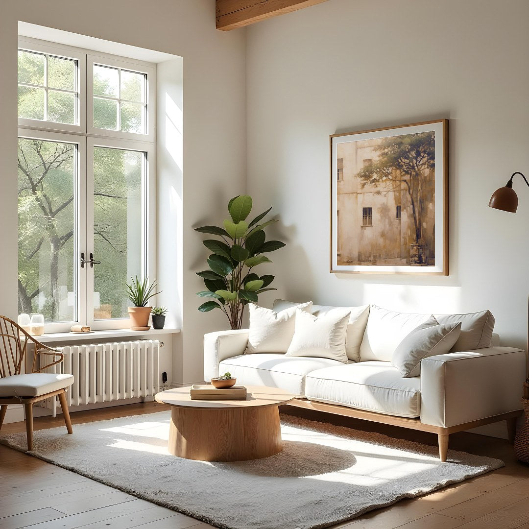 Transport yourself to a tranquil Mediterranean retreat with this stunning wall art. Featuring a for Living Room