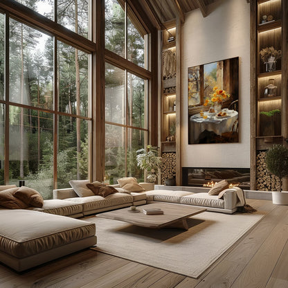 Embrace the warmth of a sunlit morning with this captivating artwork, featuring a serene table for Living Room