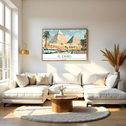 Discover the allure of Egypt with this vibrant depiction of the pyramids under a radiant sky. for Living Room