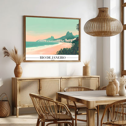 Capture the essence of Brazil with this stunning depiction of Rio de Janeiro's iconic coastline. for Dining