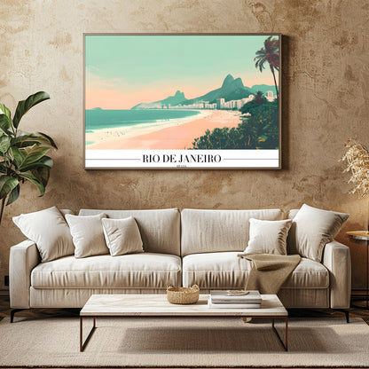Capture the essence of Brazil with this stunning depiction of Rio de Janeiro's iconic coastline. for Family Room