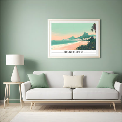 Capture the essence of Brazil with this stunning depiction of Rio de Janeiro's iconic coastline. for Hall