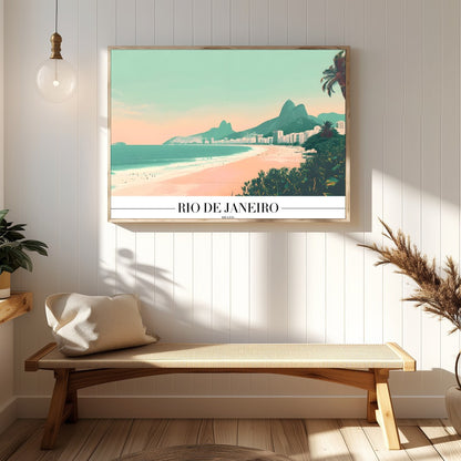 Capture the essence of Brazil with this stunning depiction of Rio de Janeiro's iconic coastline. for Hallway