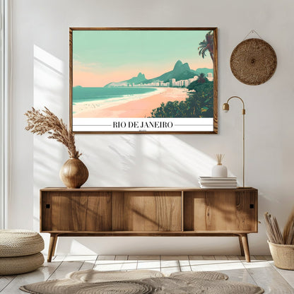 Capture the essence of Brazil with this stunning depiction of Rio de Janeiro's iconic coastline. for Sitting Area
