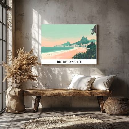 Capture the essence of Brazil with this stunning depiction of Rio de Janeiro's iconic coastline. for Veranda