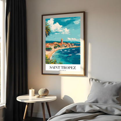 Experience the charm of Saint Tropez with this vibrant piece capturing the lively harbor and for Bedroom