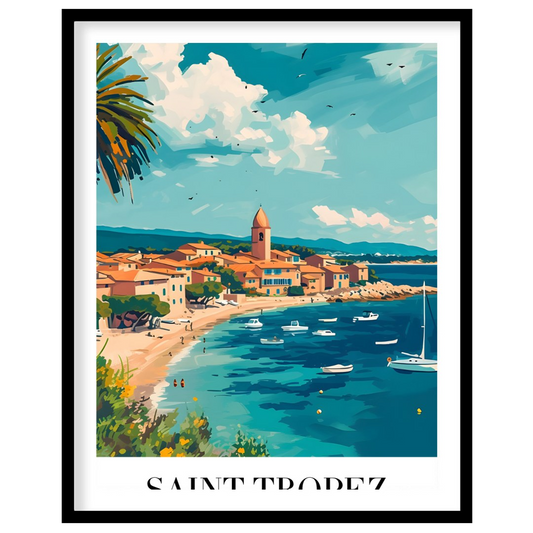 Experience the charm of Saint Tropez with this vibrant piece capturing the lively harbor and for home