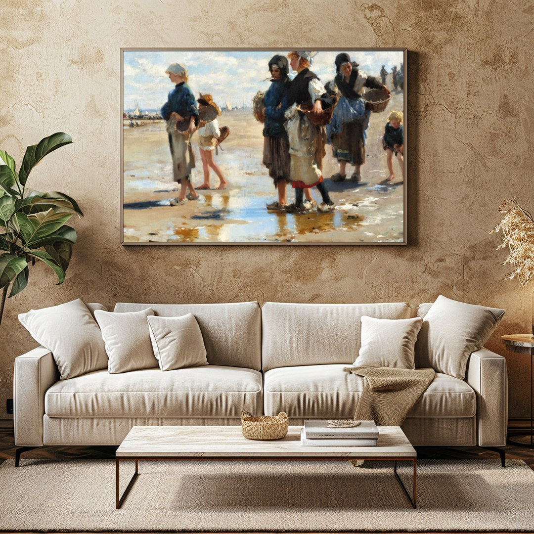 Experience the charm of a bustling seaside market with this evocative painting. The artwork for Family Room