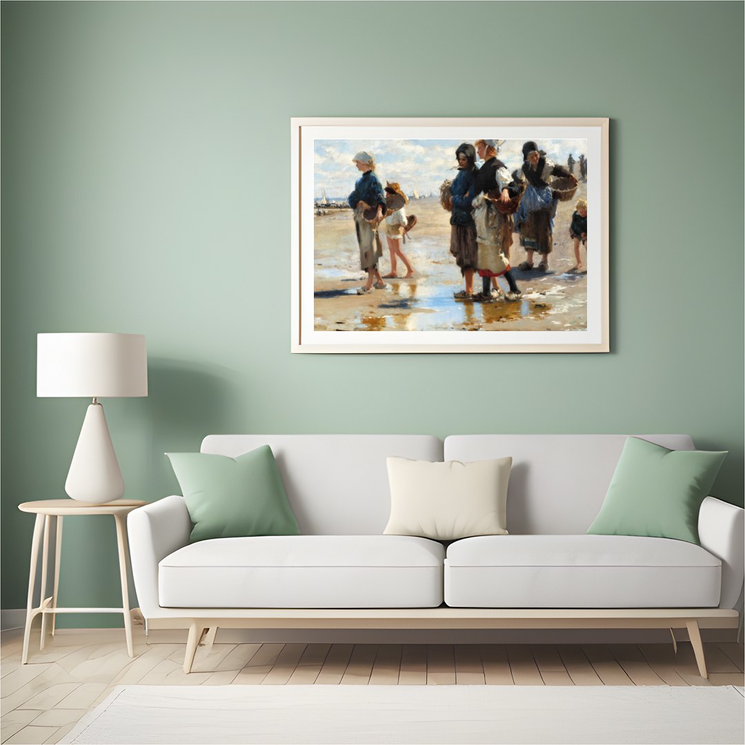 Experience the charm of a bustling seaside market with this evocative painting. The artwork for Hall