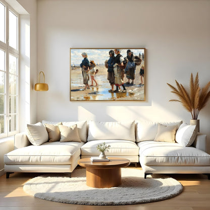 Experience the charm of a bustling seaside market with this evocative painting. The artwork for Living Room