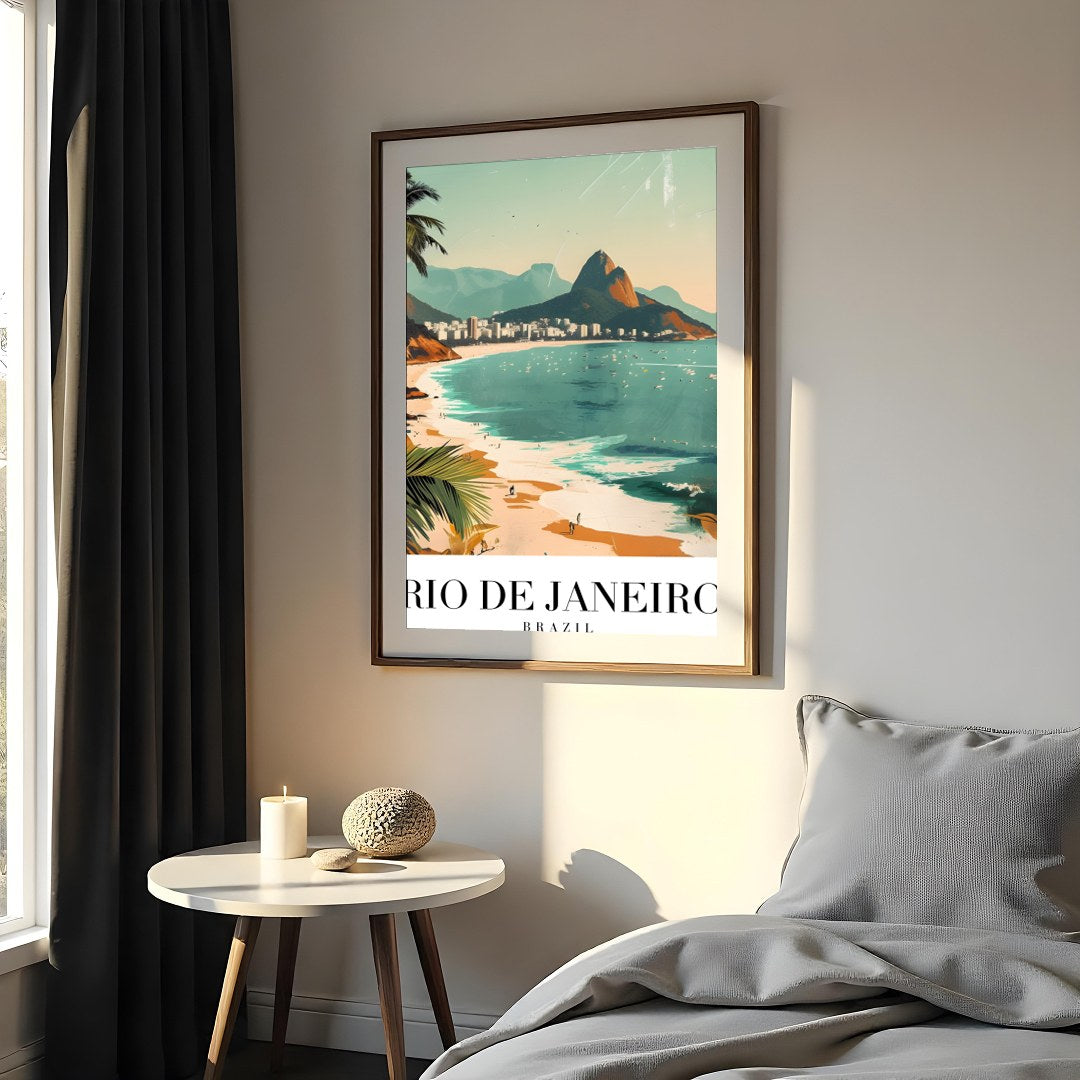 Capture the vibrant energy of Brazil with 'Sunlit Shores of Rio De Janeiro.' This artwork for Bedroom