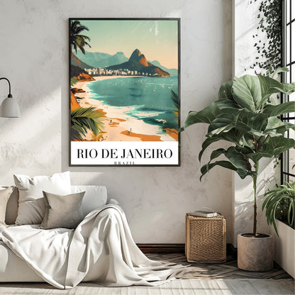 Capture the vibrant energy of Brazil with 'Sunlit Shores of Rio De Janeiro.' This artwork for Living Room