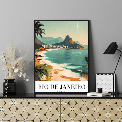 Capture the vibrant energy of Brazil with 'Sunlit Shores of Rio De Janeiro.' This artwork for Shelf