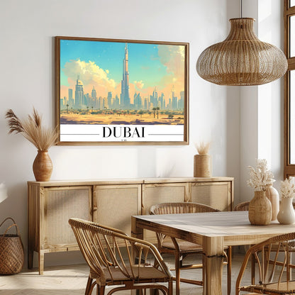 Experience the breathtaking beauty of Dubai with this stunning wall art. The vivid portrayal of the for Dining