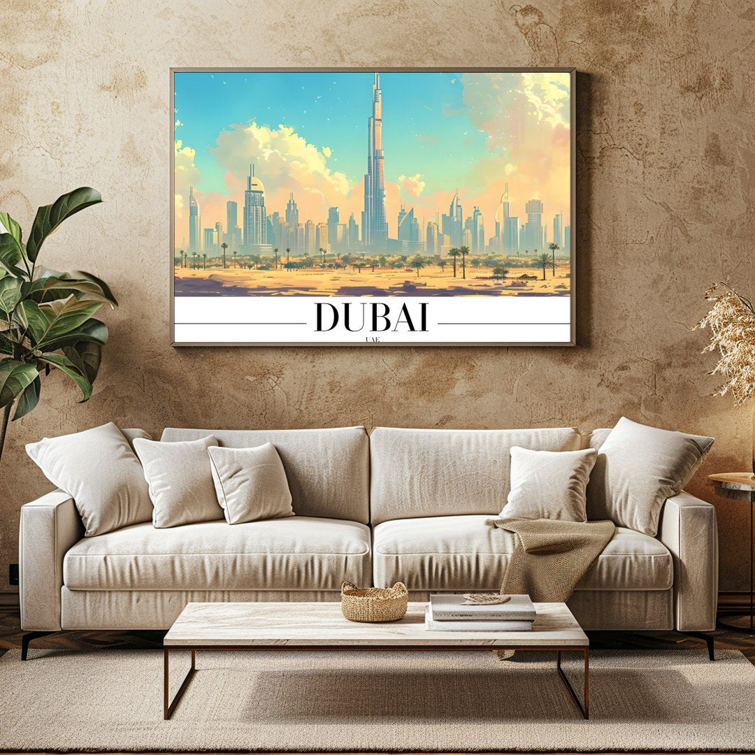 Experience the breathtaking beauty of Dubai with this stunning wall art. The vivid portrayal of the for Family Room