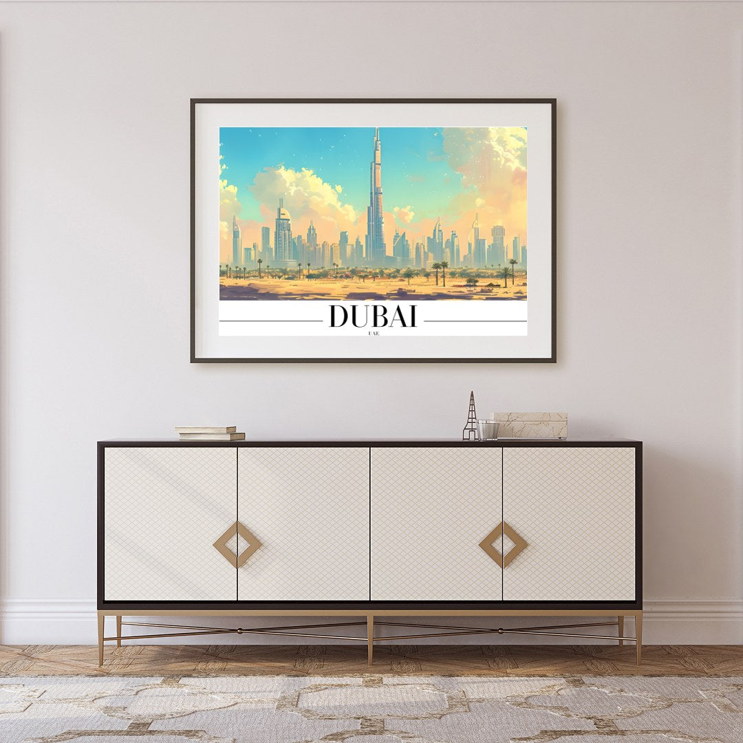Experience the breathtaking beauty of Dubai with this stunning wall art. The vivid portrayal of the for Foyer