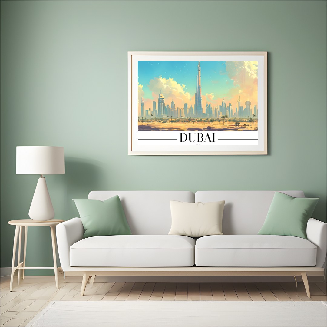 Experience the breathtaking beauty of Dubai with this stunning wall art. The vivid portrayal of the for Hall