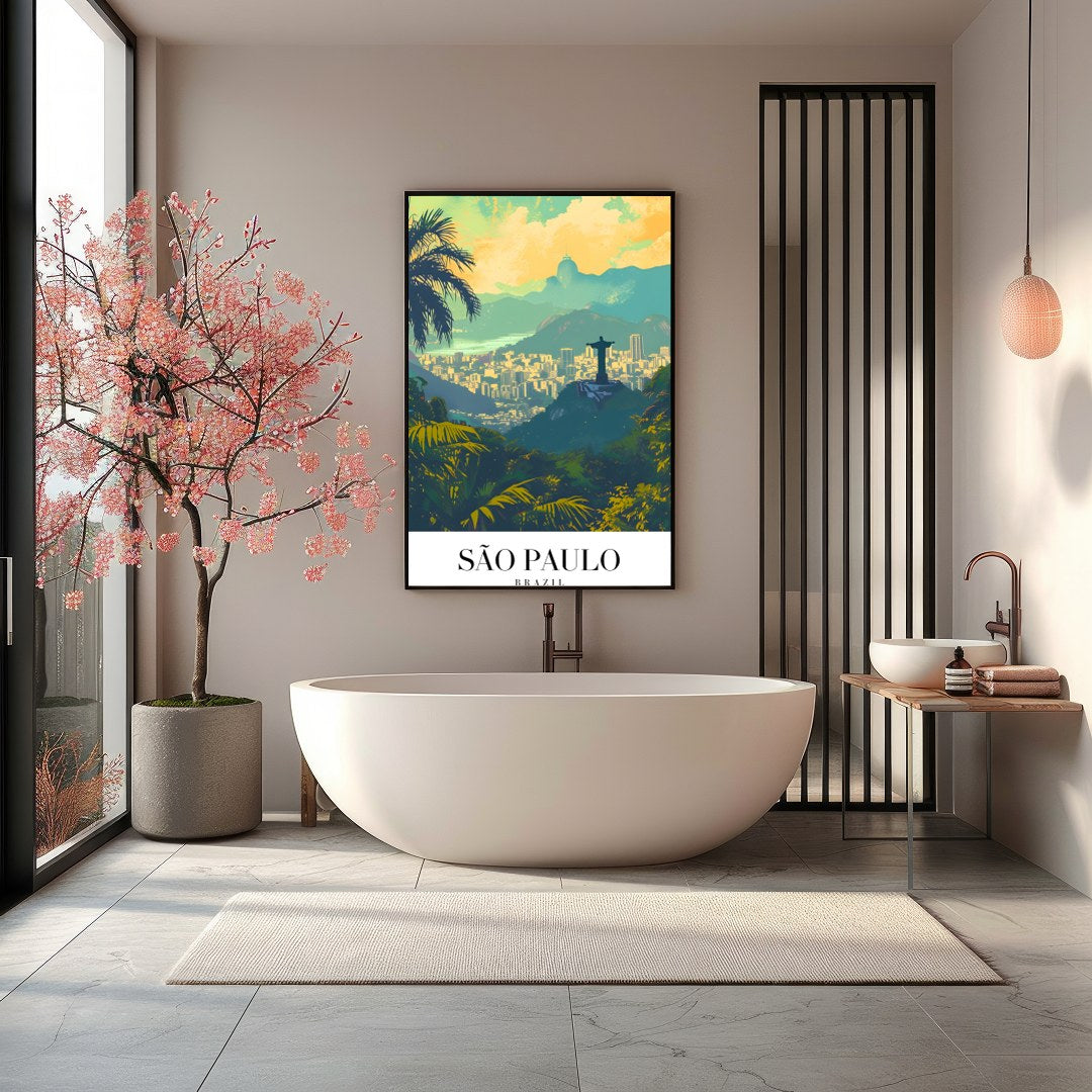 Capture the vibrant essence of São Paulo with this stunning artwork that beautifully depicts its for Bathroom