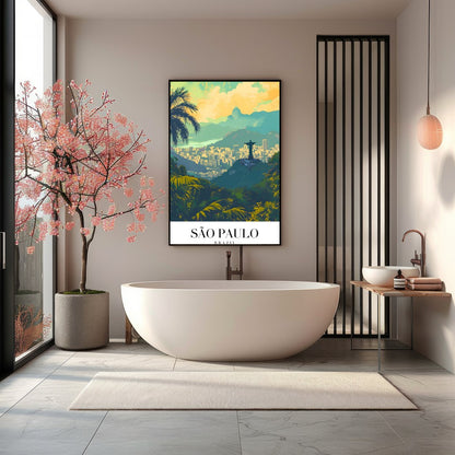 Capture the vibrant essence of São Paulo with this stunning artwork that beautifully depicts its for Bathroom