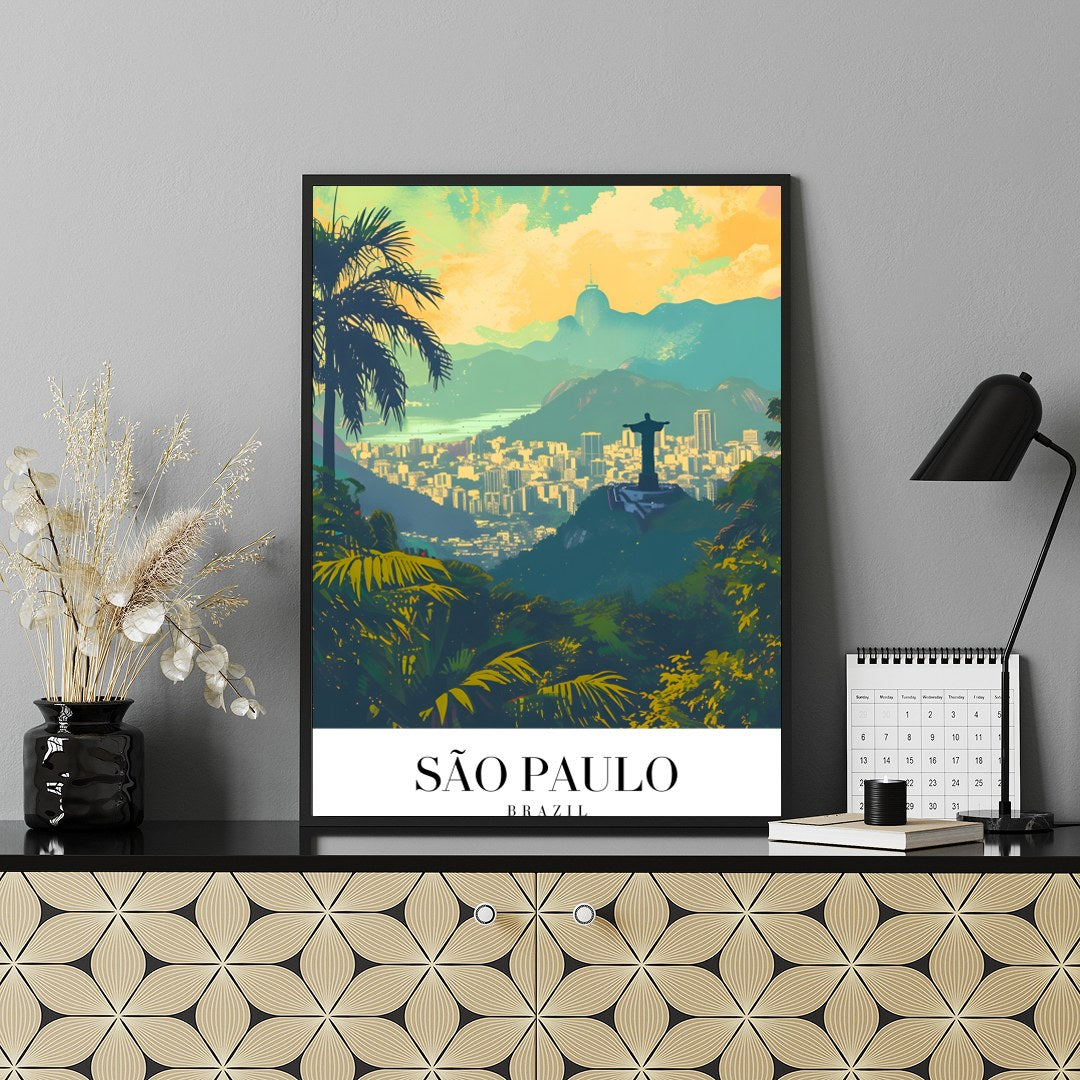 Capture the vibrant essence of São Paulo with this stunning artwork that beautifully depicts its for Shelf
