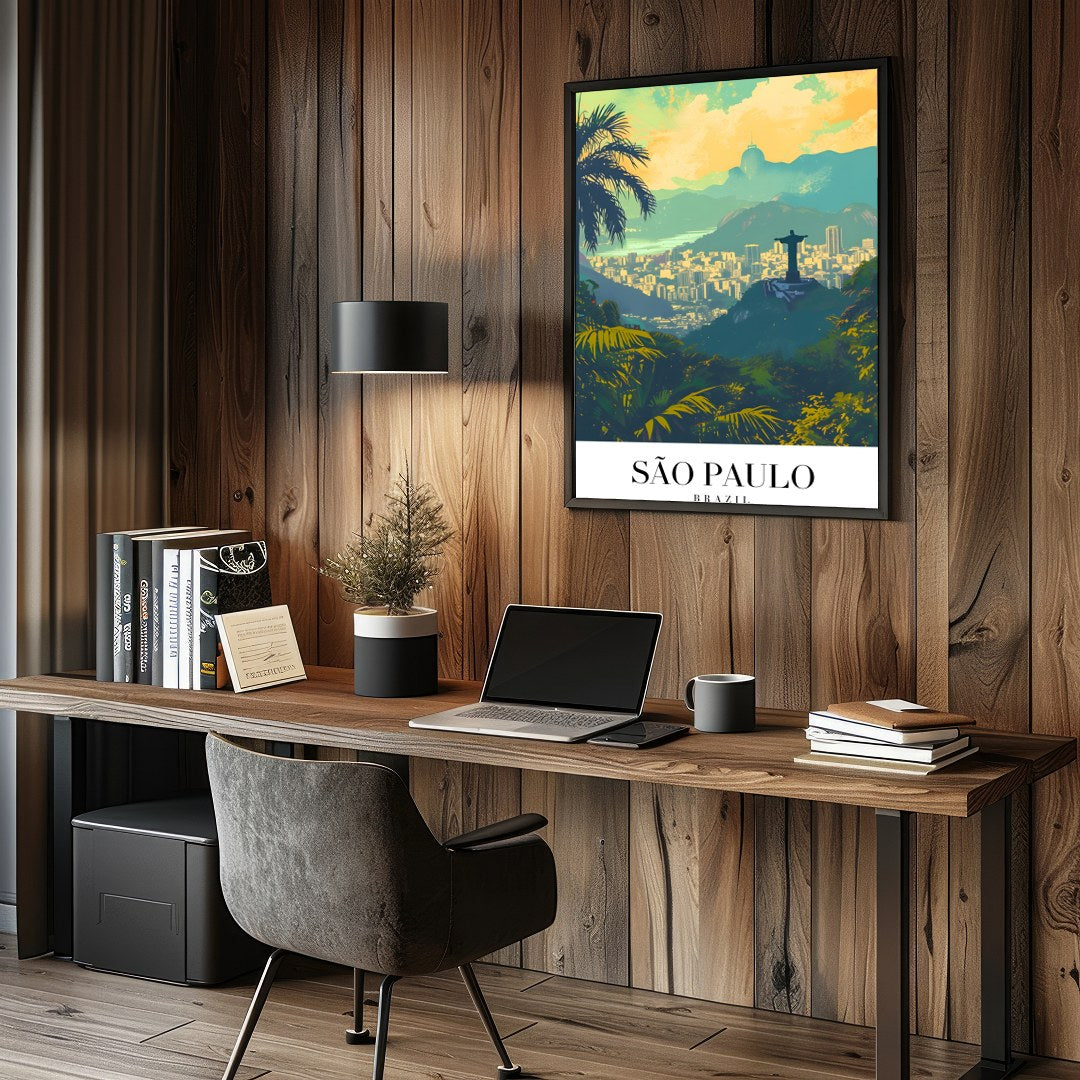 Capture the vibrant essence of São Paulo with this stunning artwork that beautifully depicts its for Study and Office