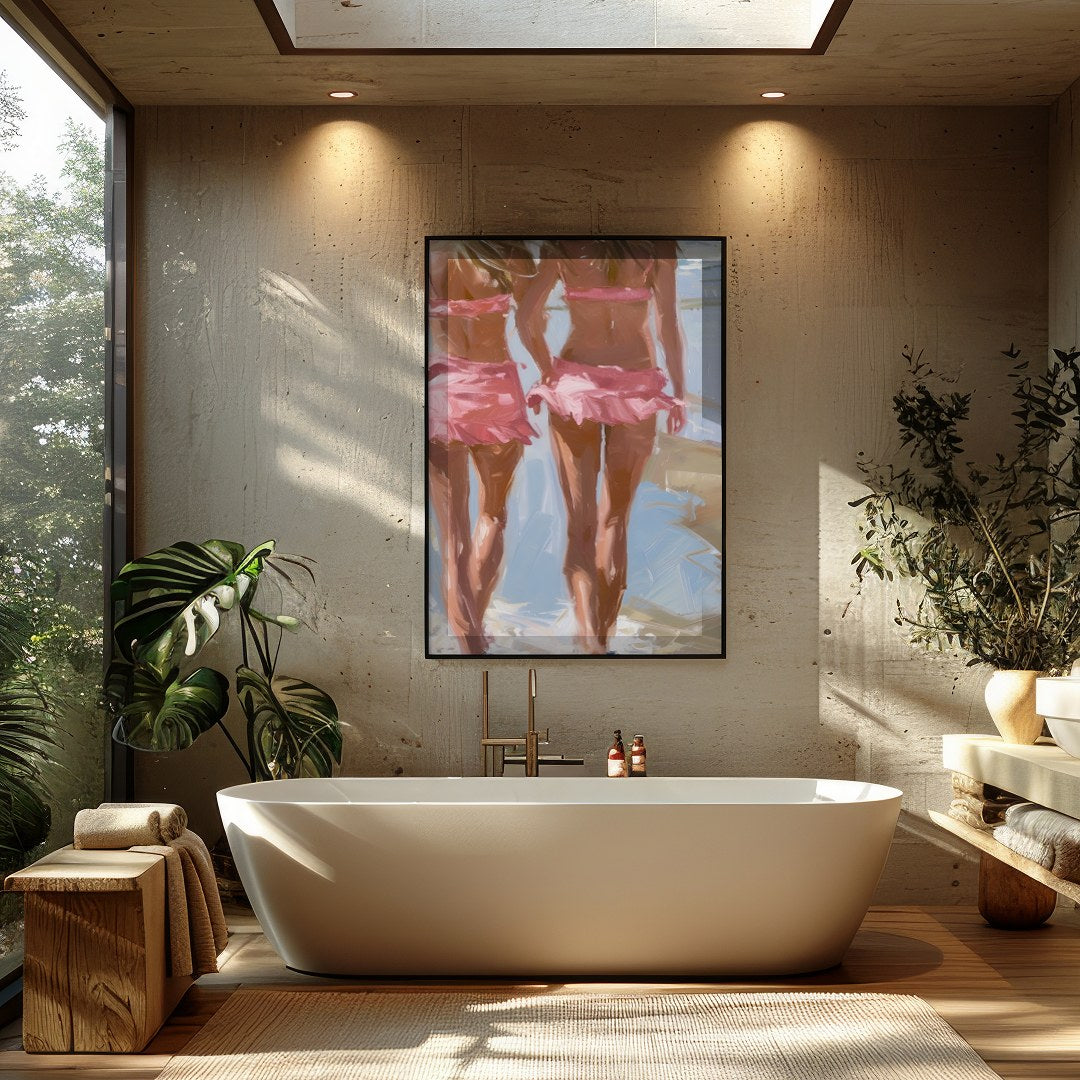 Capture the invigorating essence of summer with this vibrant beach scene. With its impressionistic for Bathroom